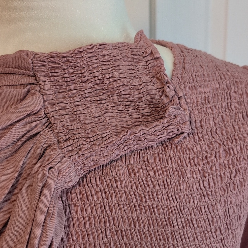 Merokeety Pink Long Sleeve High Waisted Flowy Boho Mini Dress NWT - Picture 2 of 9